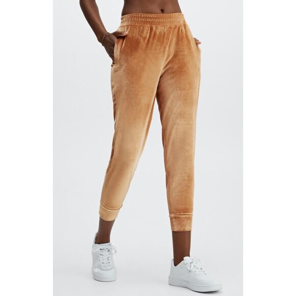 Fabletics Daria Velour Jogger Pants Brown L Soft Luxe Lounge Women’s Athleisure - Picture 1 of 6